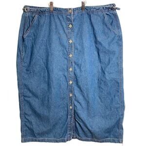 Vintage TY Women’s Long Denim Jean Skirt with Front Buttons 22W